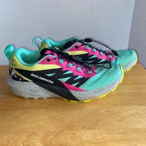 Salomon Womens Size 9.5 Sense Ride 5 Martina LTD Green Pink Trail Running Shoes